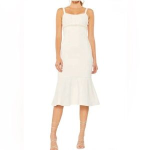 Lane Pearl Trumpet Midi Dress in White NWT